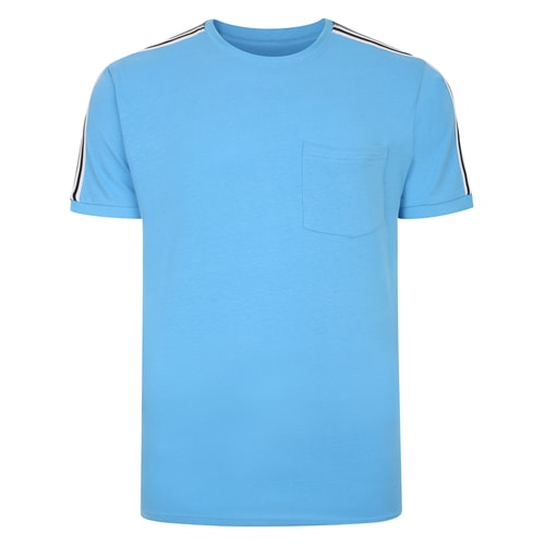 Bigdude gestreiftes Schulter-T-Shirt Hellblau